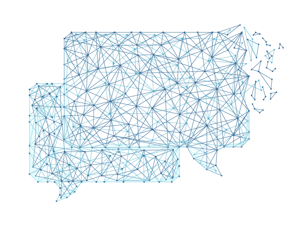 Abstract glowing speech bubbles built from connected lines, representing customer reviews, collaboration, and VigilantIoE’s open dialogue with clients